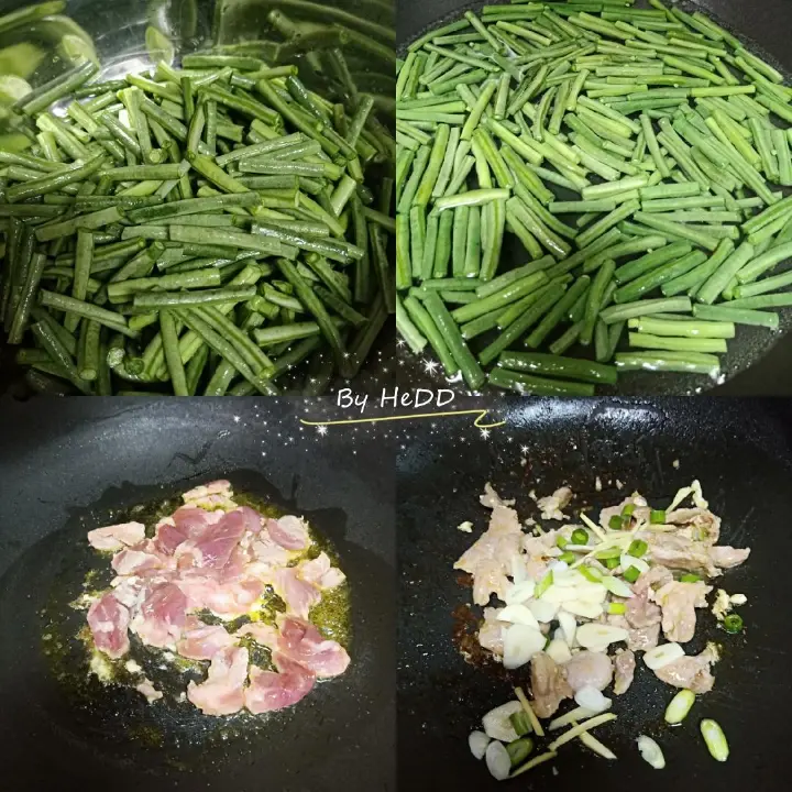 豇豆炒肉 第 3 步