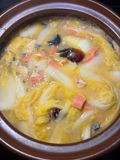 皮蛋咸蛋白菜粉丝汤
