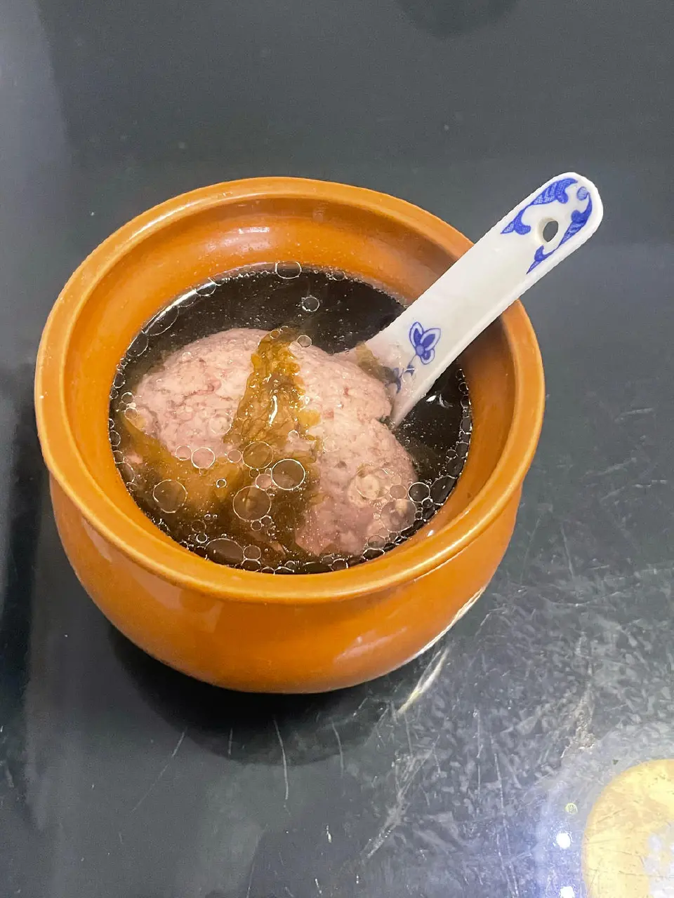 瓦罐紫菜肉饼汤成品图