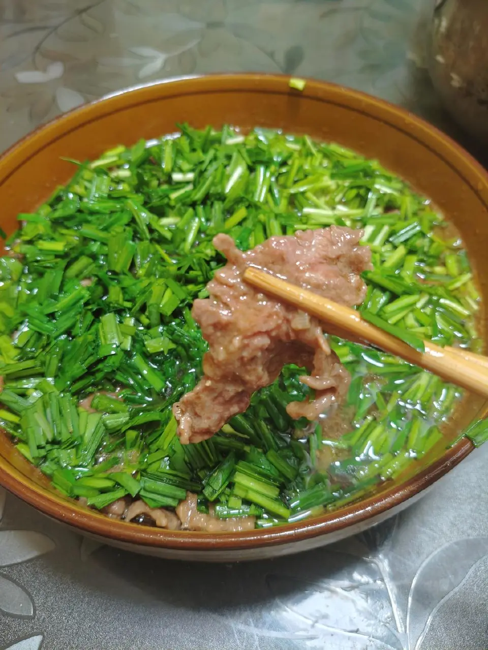 韭菜牛肉成品图