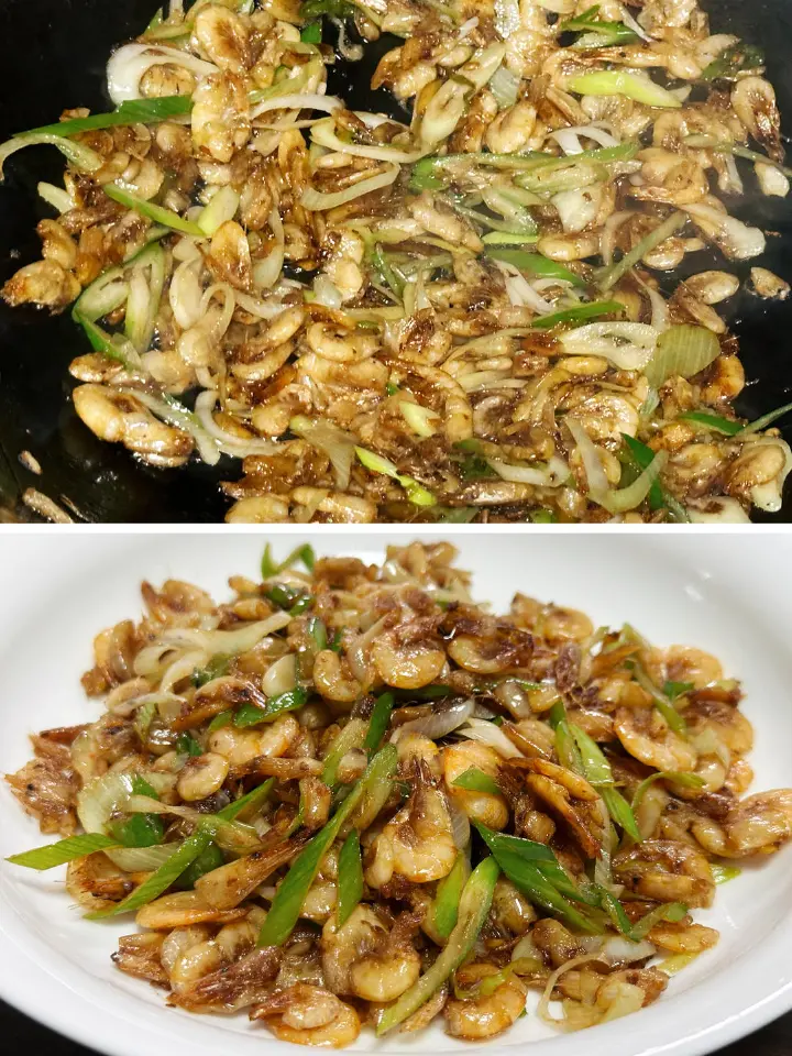 葱丝爆炒小河虾 第 5 步