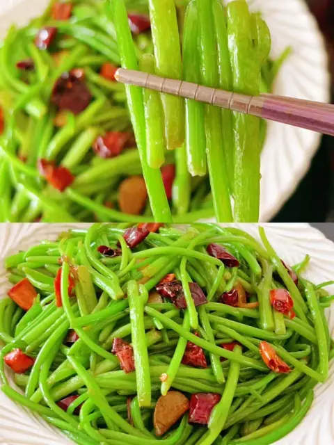 炝炒红薯叶茎杆