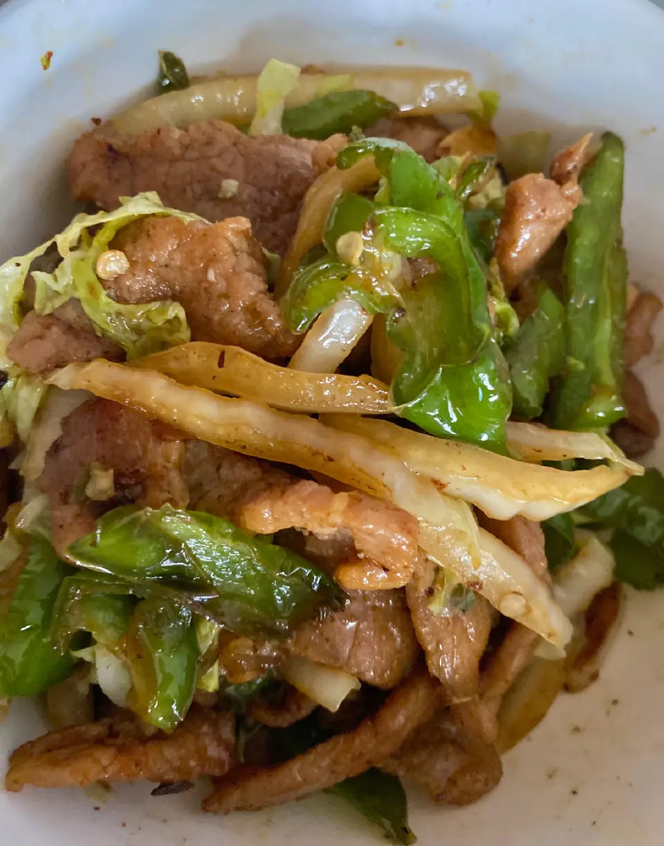 豆豉辣椒炒肉白菜成品图