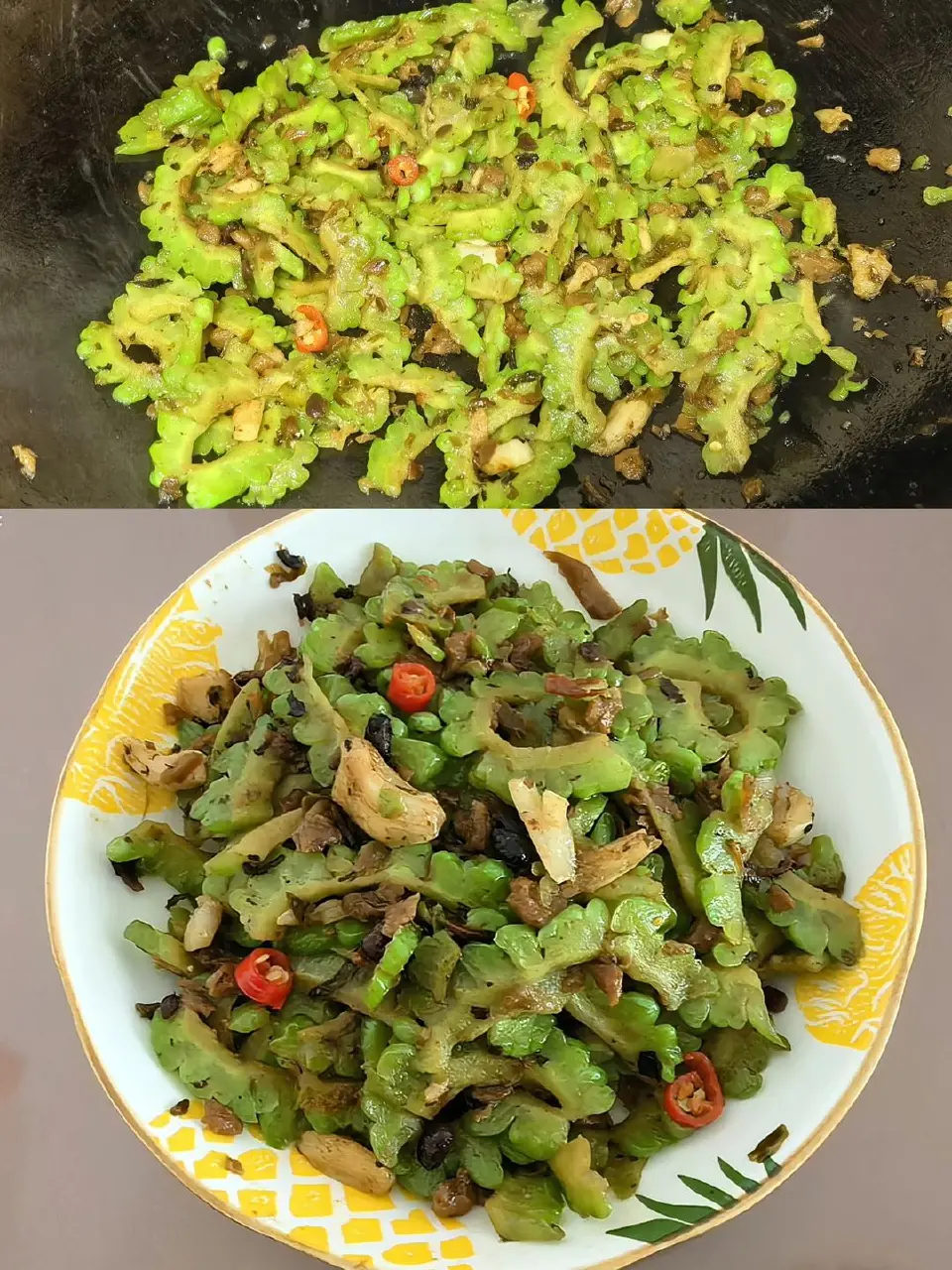 豆豉苦瓜炒下饭菜成品图