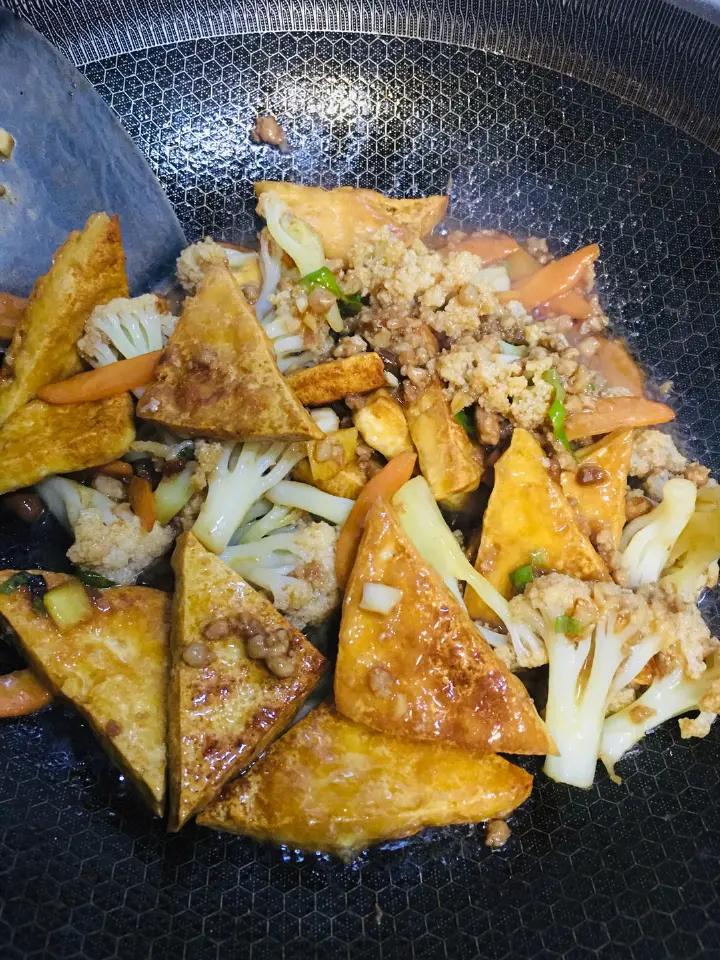 肉末花菜烧豆腐 第 10 步