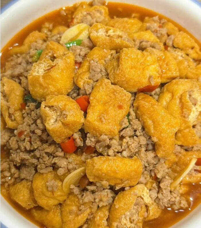 肉末烧油豆腐成品图