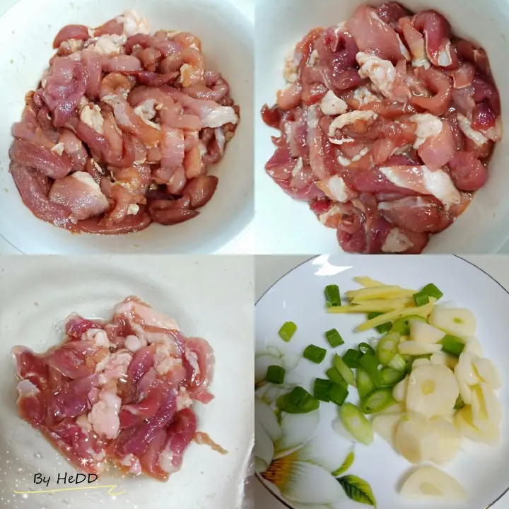 豇豆炒肉 第 1 步