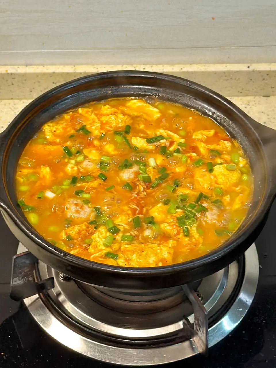 番茄毛豆肉丸汤成品图