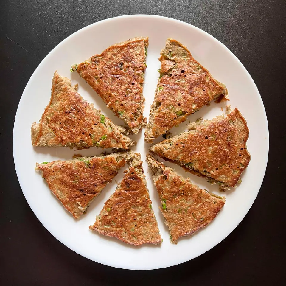 茄子鸡蛋饼成品图