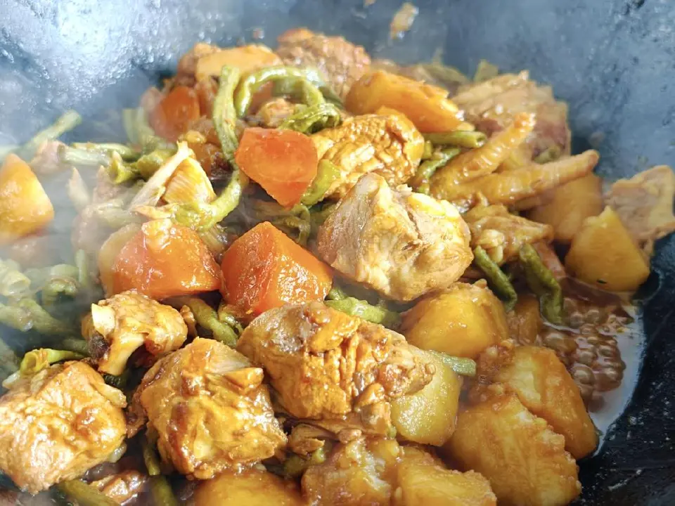 东北家常炖排骨鸡肉成品图