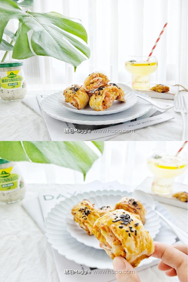 手抓饼火腿肉松酥成品图