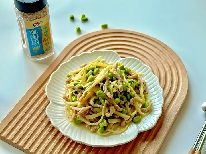 茭白毛豆炒肉丝 第 10 步