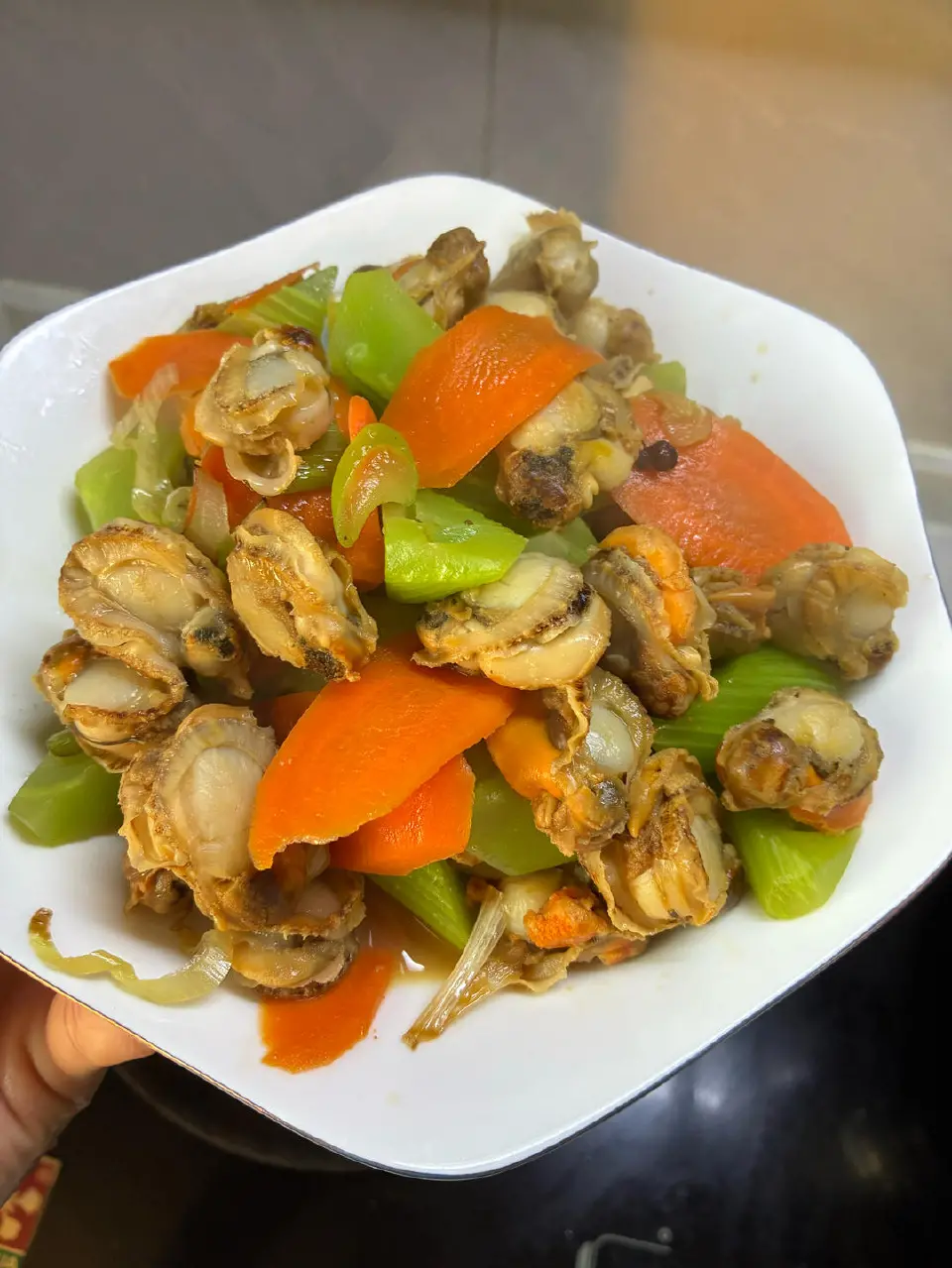 扇贝肉炒莴笋成品图
