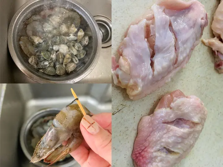 鸡翅海鲜香薯煲 第 2 步