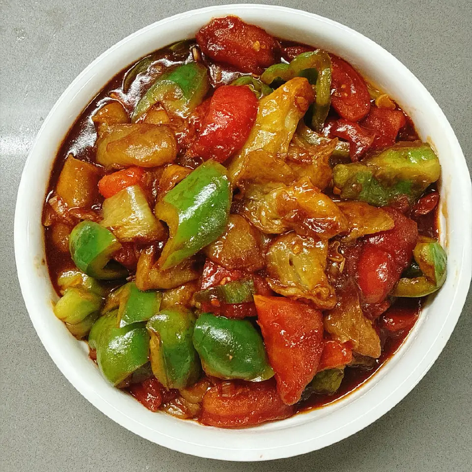西红柿烧茄子成品图