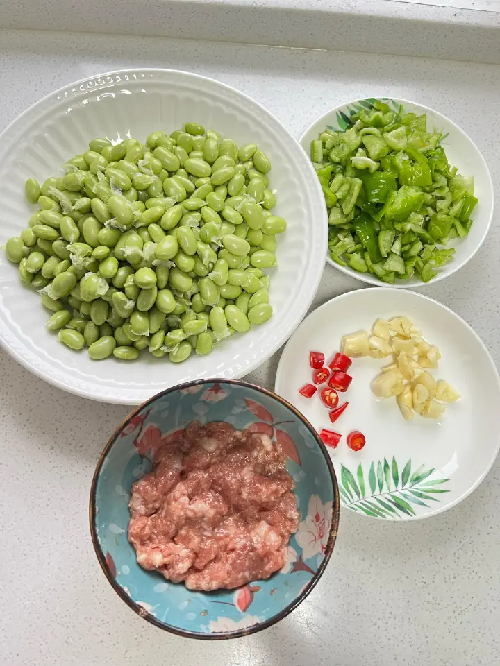 肉末炒毛豆 第 1 步