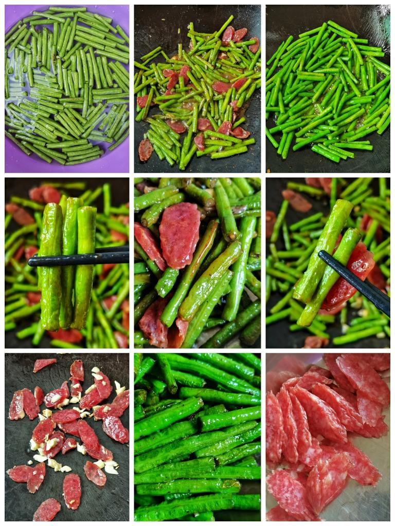 腊肠炒豆角成品图