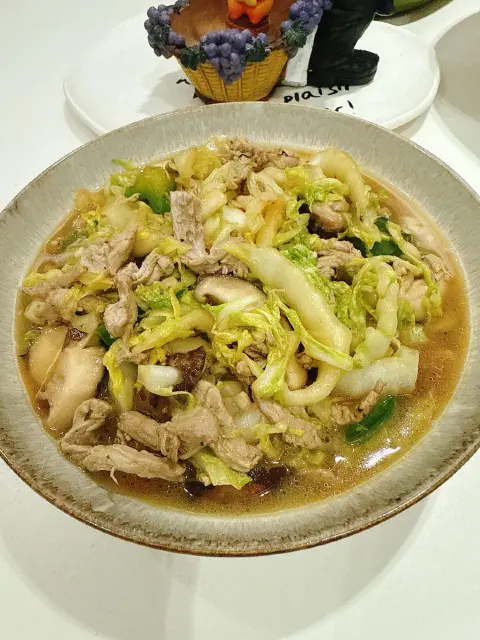白菜香菇炒肉丝