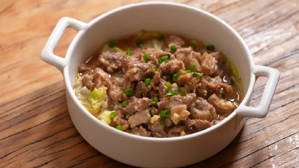 娃娃菜蒸牛肉成品图