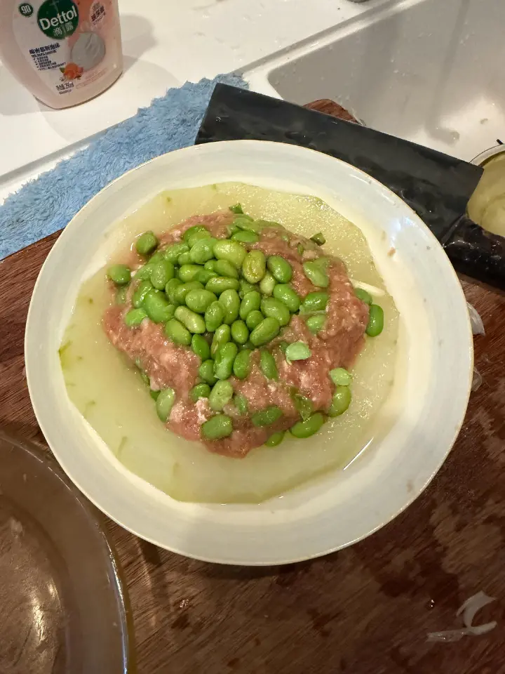 肉末咸蛋黄毛豆蒸冬瓜 第 6 步
