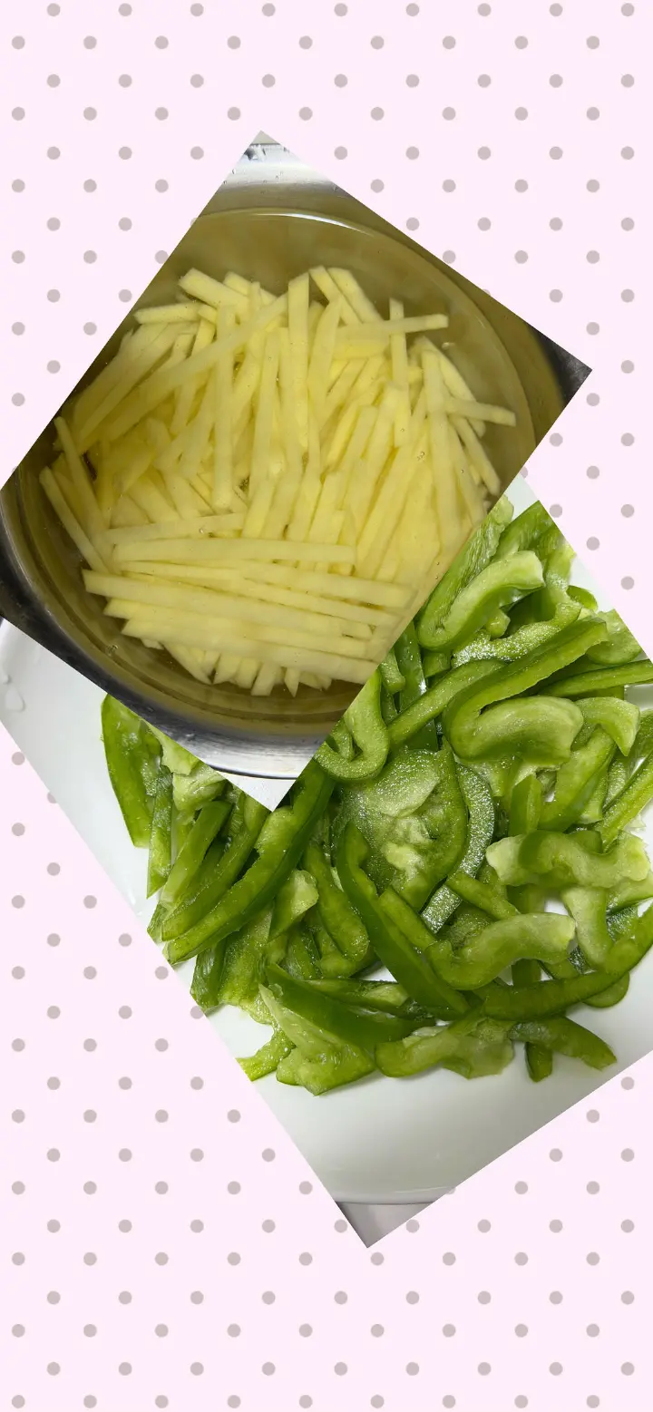 青椒土豆炒肉丝 第 1 步
