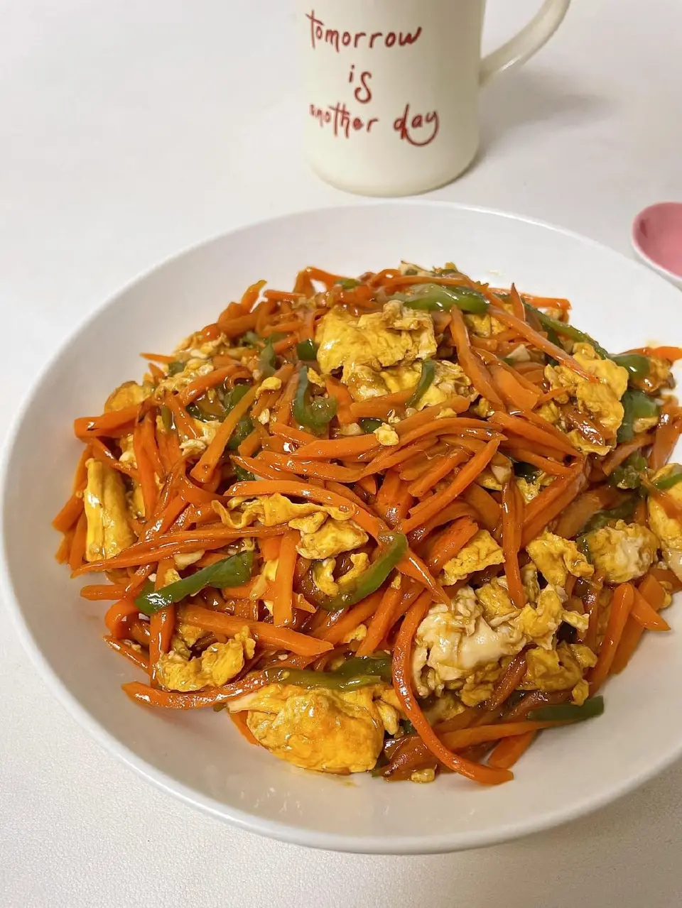 胡萝卜青椒炒鸡蛋成品图