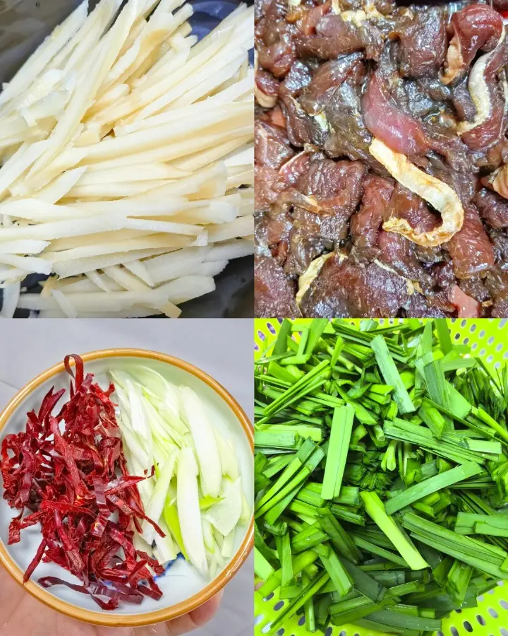 韭菜藕条炒牛肉 第 1 步