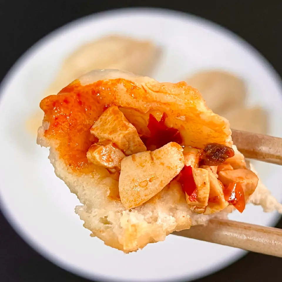 香辣豆腐水煎包成品图