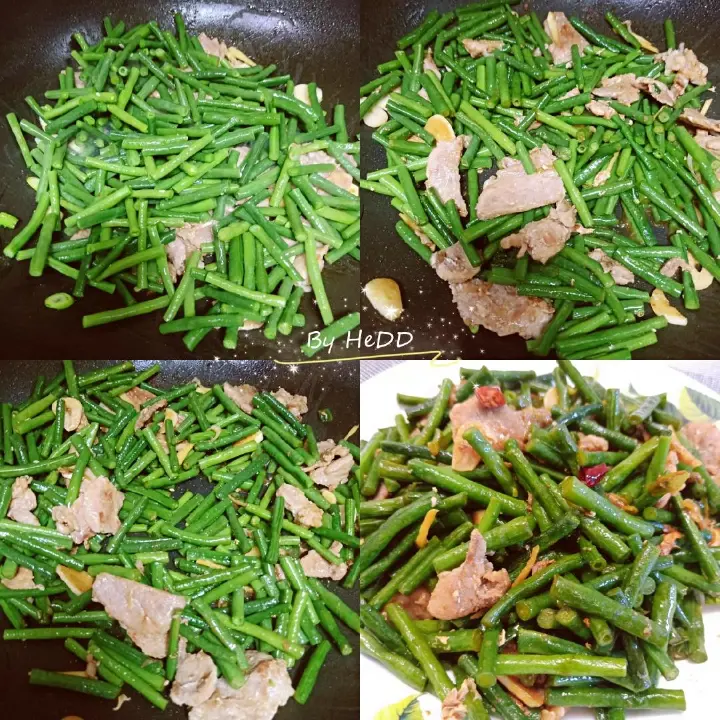 豇豆炒肉 第 4 步