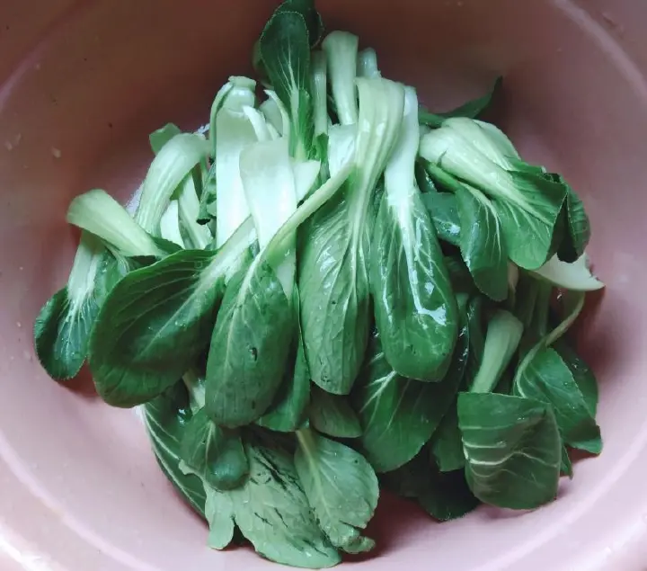 油菜炒香菇 第 2 步
