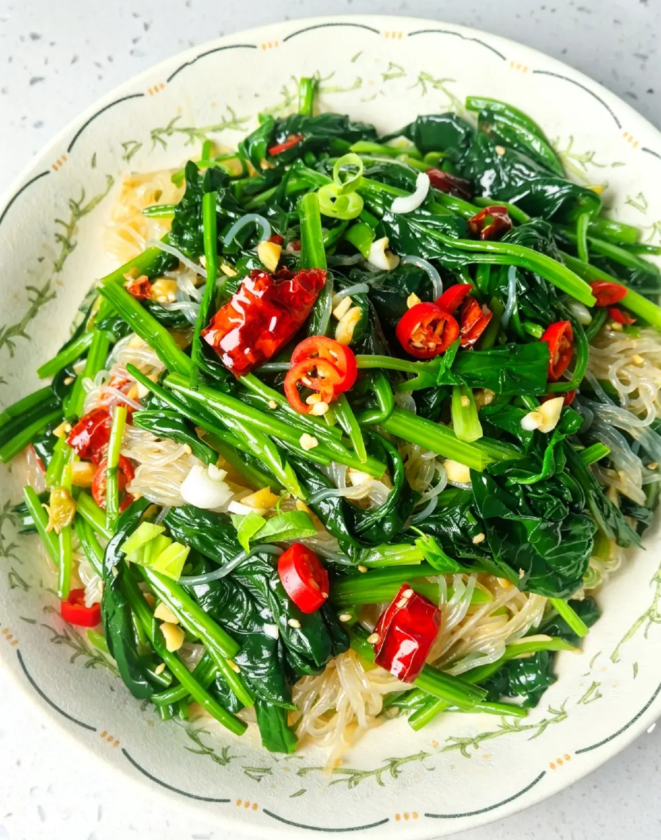菠菜拌粉丝成品图