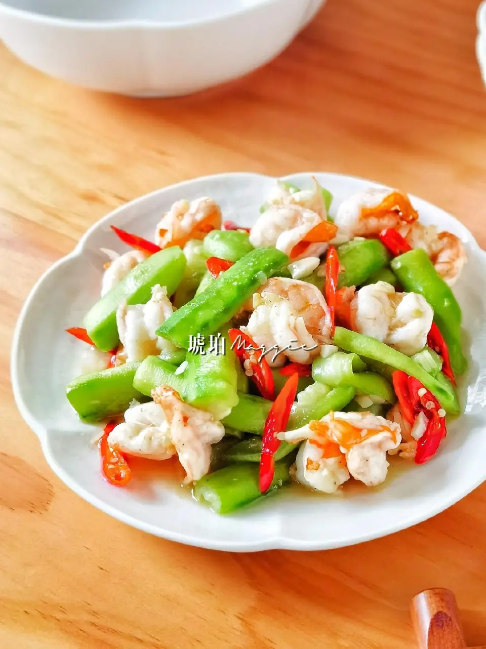 丝瓜炒虾仁成品图