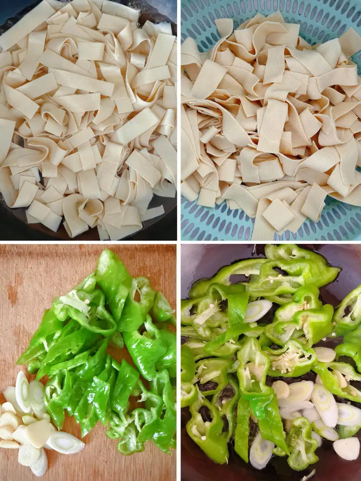 尖椒炒豆皮 第 1 步